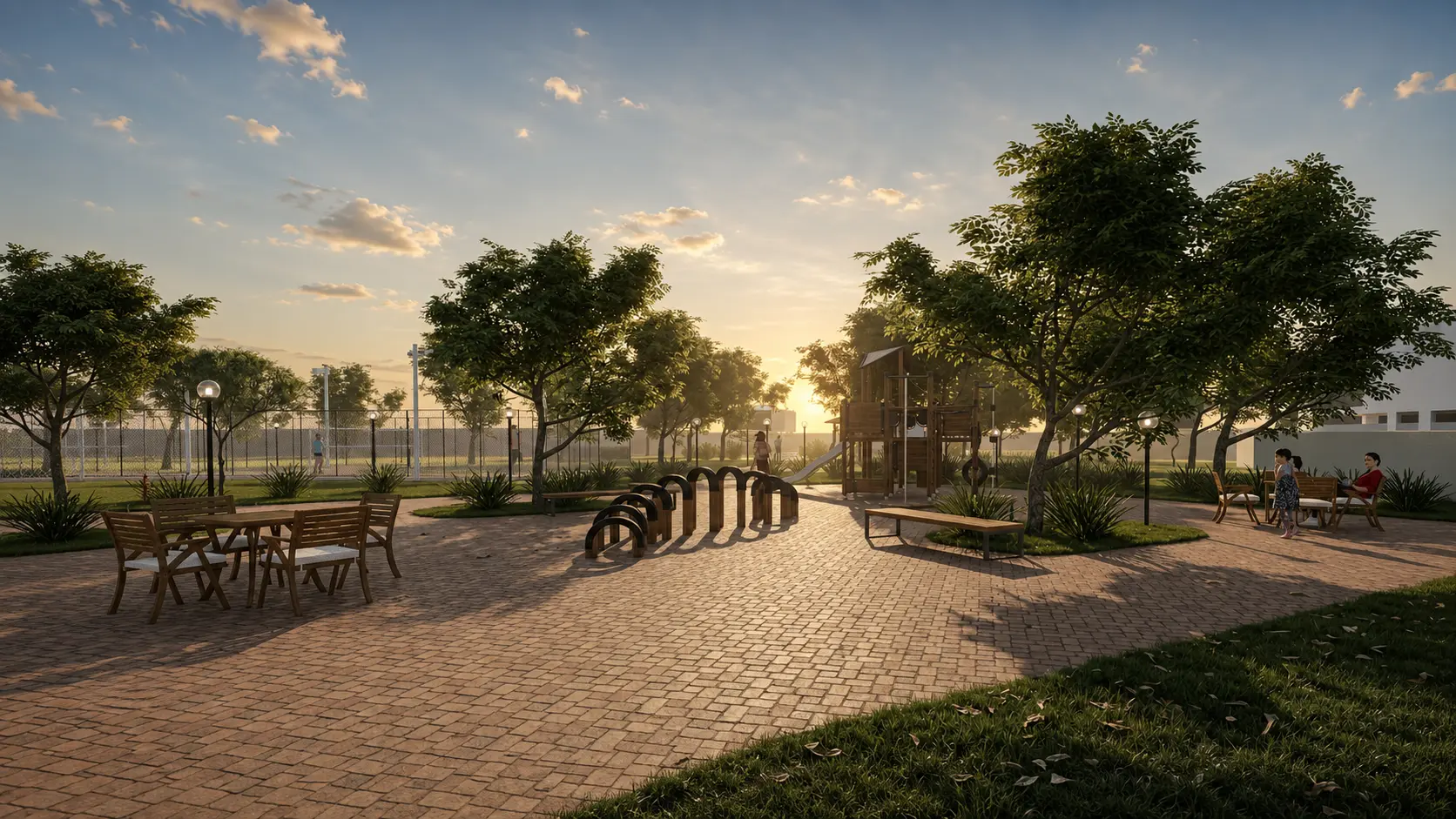 Área de lazer do Barra Ville Residencial com playground e espaço gourmet em Jaguariúna